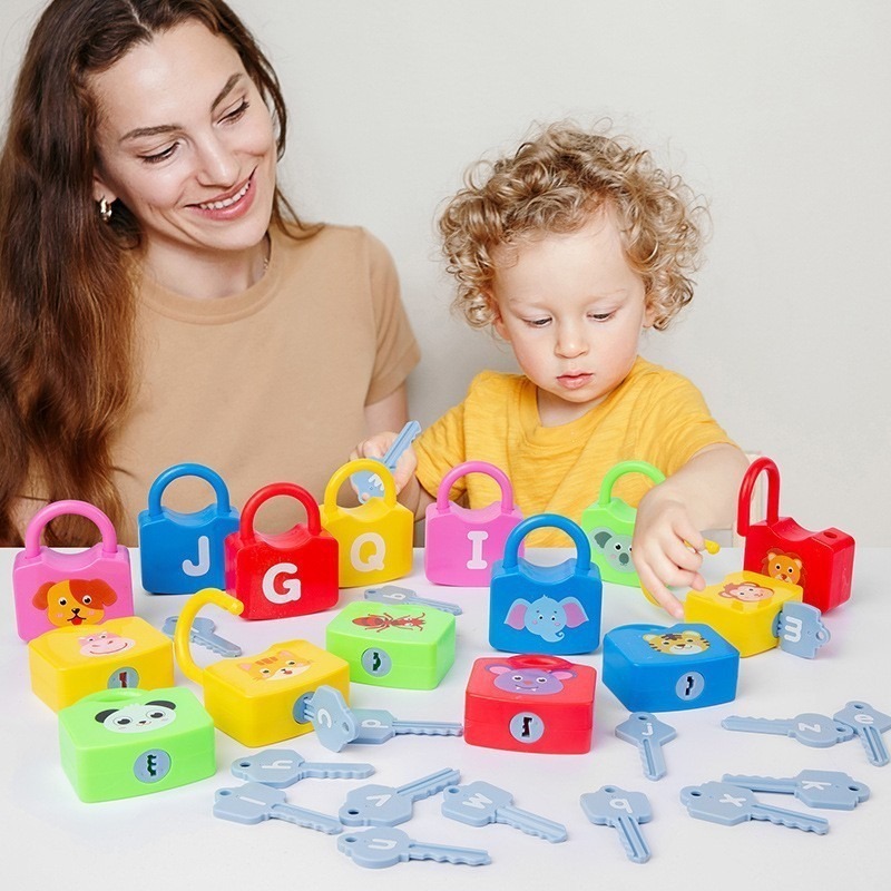 0 to 9 number learning lock A to Z alphabet learning lock and key toy kids early educational toy