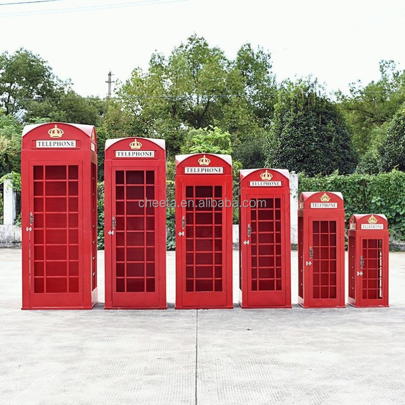 OEM London Telephone Booth Antique Pink Floral Telephone Booth Wedding Decor Outdoor Telephone Booth with Artificial flower