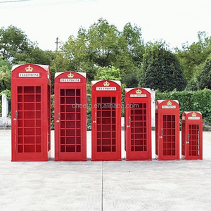 Hot Sale Outdoor Public London Pink Red Telephone Wedding Message Flower Handmade Craft Backdrop Phone Booth for Sale