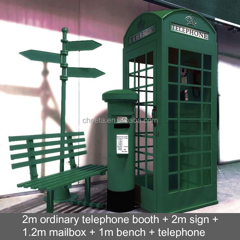 Hot Sale Outdoor Public London Pink Red Telephone Wedding Message Flower Handmade Craft Backdrop Phone Booth for Sale