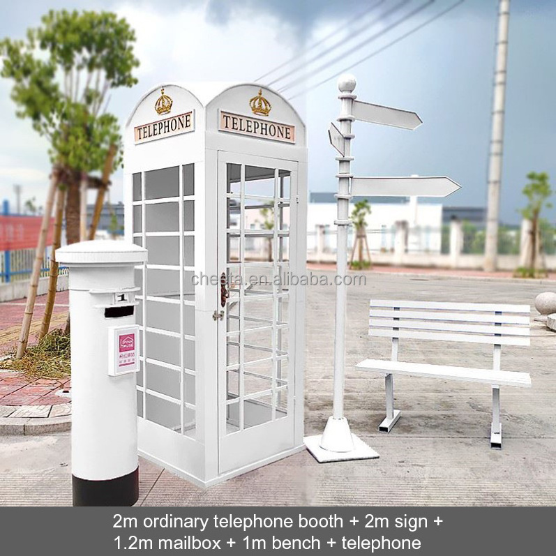 Hot Sale Outdoor Public London Pink Red Telephone Wedding Message Flower Handmade Craft Backdrop Phone Booth for Sale