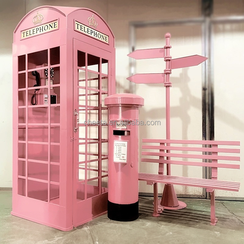 OEM Antique Classic Pink Red White Purple Green Blue Telephone Booth Wedding Decor Outdoor London Telephone Booth