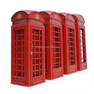 Hot Sale Vintage Retro Wedding Decor Bar Pink Telephone Booth Set Decoration Custom Metal London Telephone Booth for Sale