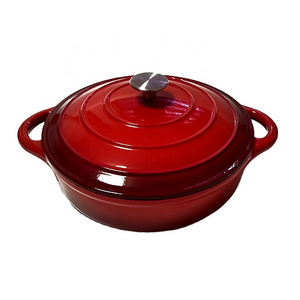 Custom Kitchenwares Cast Iron Enamel Casserole Cookware Soup and Stock Shallow Seafood Cooking Pot