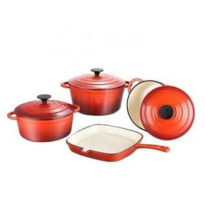 Best Selling Crofto Cast Iron Le Creuse Kitchenware Enameled Cookware Set with Stainless Steel Casseroles Cooking Packaged Box