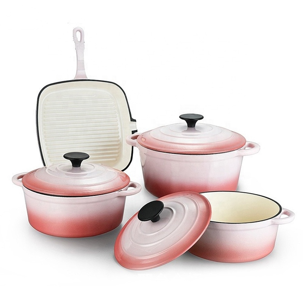 Best Selling Crofto Cast Iron Le Creuse Kitchenware Enameled Cookware Set with Stainless Steel Casseroles Cooking Packaged Box