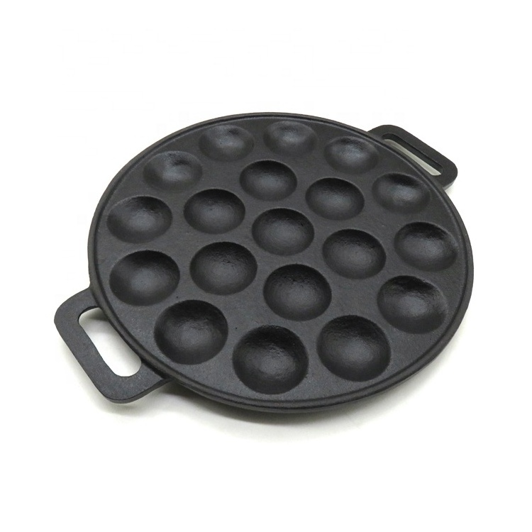 Cast Iron 19 Holes Cast Iron Poffertjes Pan Takoyaki Octopus Grill Tray Mold Pan