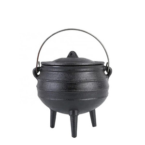 Cast Iron Cookware Three Legs Potjie Pot Dutch Oven For Outdoor Cooking With Two Ears