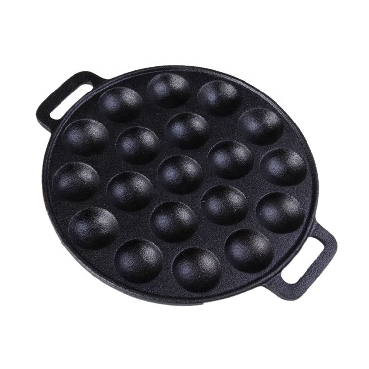 Cast Iron 19 Holes Cast Iron Poffertjes Pan Takoyaki Octopus Grill Tray Mold Pan