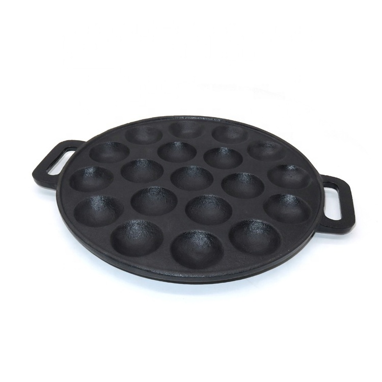 Cast Iron 19 Holes Cast Iron Poffertjes Pan Takoyaki Octopus Grill Tray Mold Pan