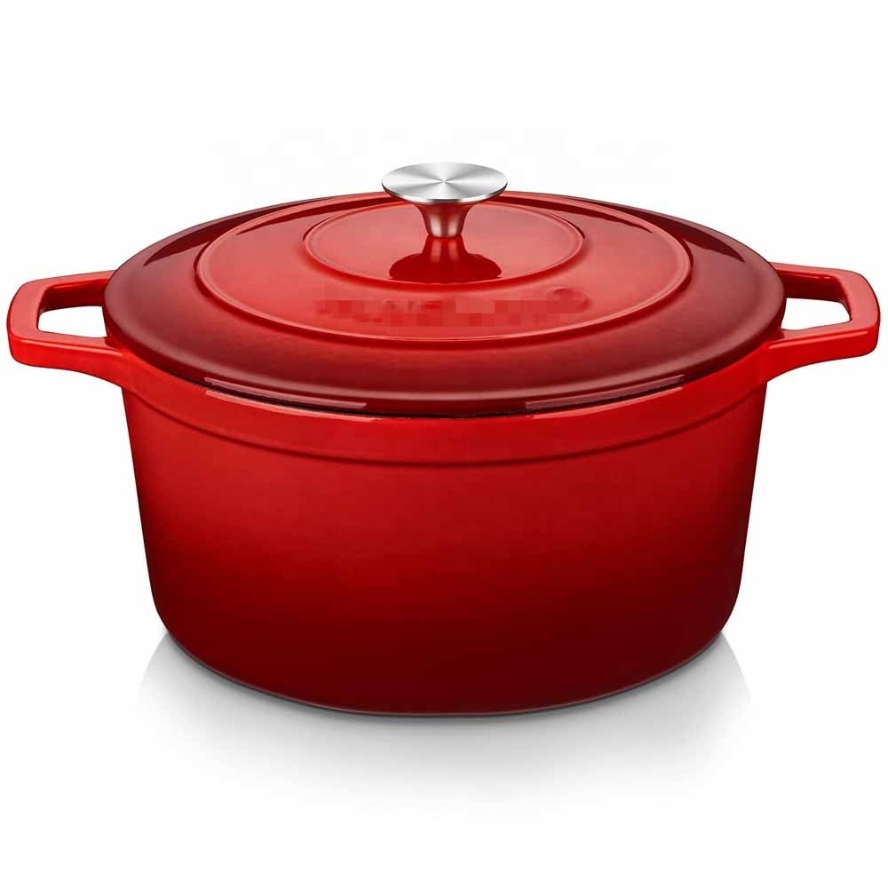 11-Inch Heavy Duty 6 Quart Enameled Cast Iron Dutch Oven Large Home Cooking Casserole Pot Induction Bottom Metal Cookware Set