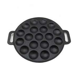 Cast Iron 19 Holes Cast Iron Poffertjes Pan Takoyaki Octopus Grill Tray Mold Pan