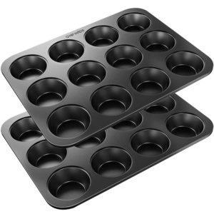 CHEFMADE Carbon Steel Oven Bakeware Non Stick 12 Cup Round Cake Mould Cupcake Tin Muffin Mold Tray Baking Pan