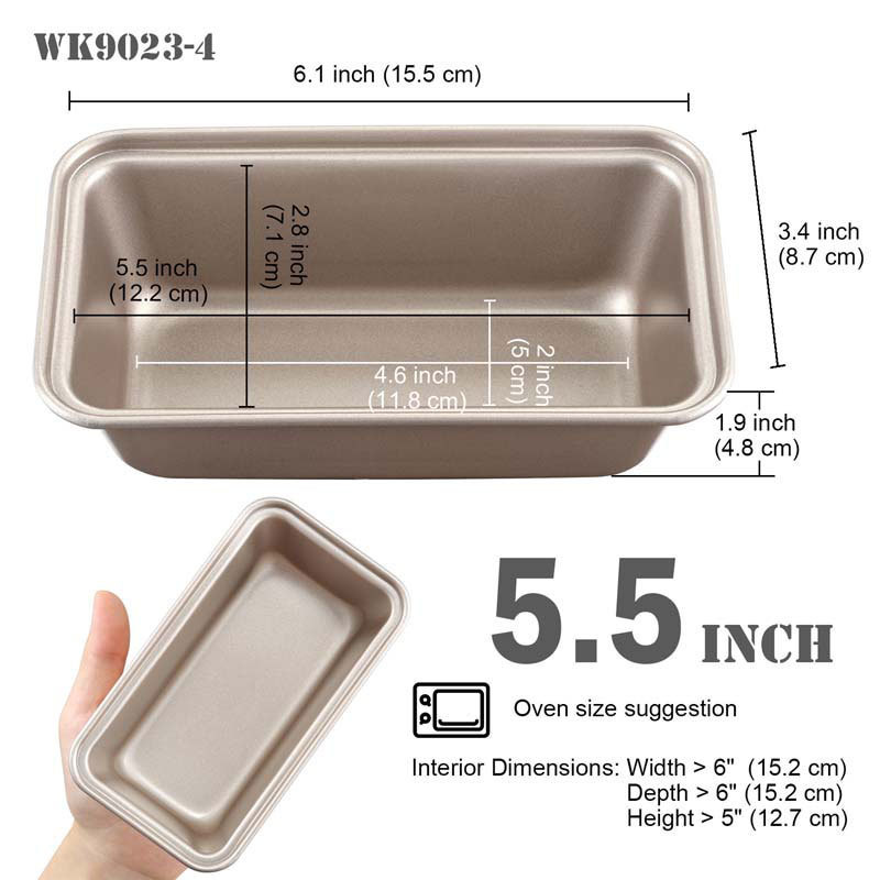 CHEFMADE Bakeware Oven Baking 0.66Lb Dough Capacity Non-stick Rectangle Corrugated Toast Box Mini Pullman Loaf Pan with Lid