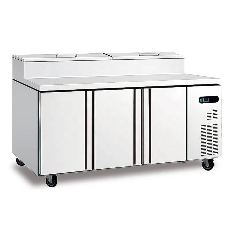 1.8m Commercial Restaurant Kitchen 2 Door Fridge Food Sandwich Pizza Prep Tables Refrigerator Stainless Steel