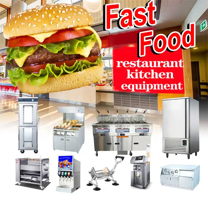 Stainless Steel Kfc Mcdonald Burger Commercial Fast Food Kitchen Restaurant Equipment