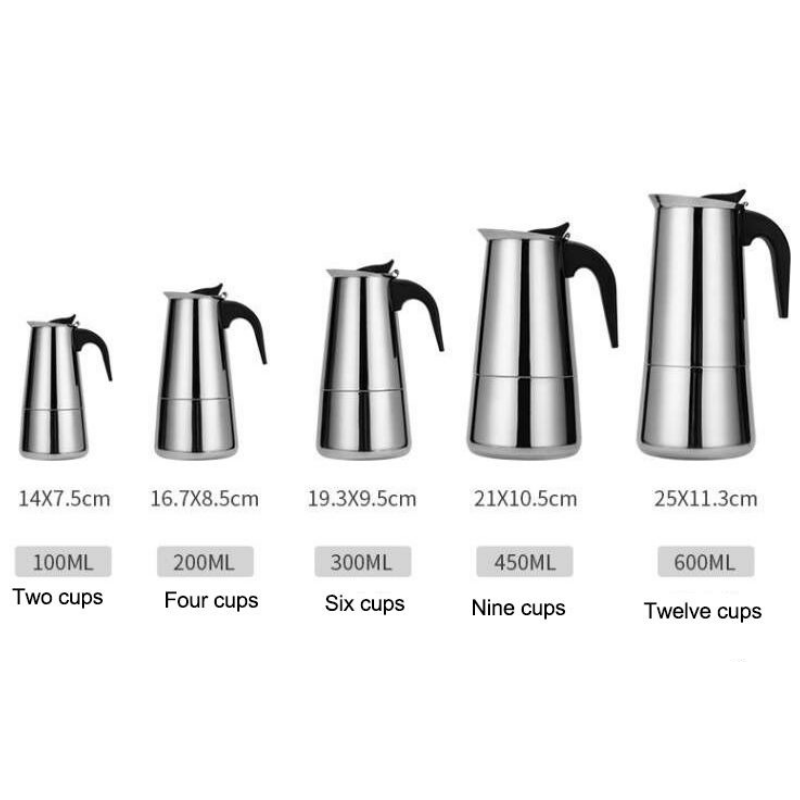 Classic Coffee Accessories Stainless steel Coffee Maker Outdoor Portable Coffee Moka Pot Espresso Mokapot Maker