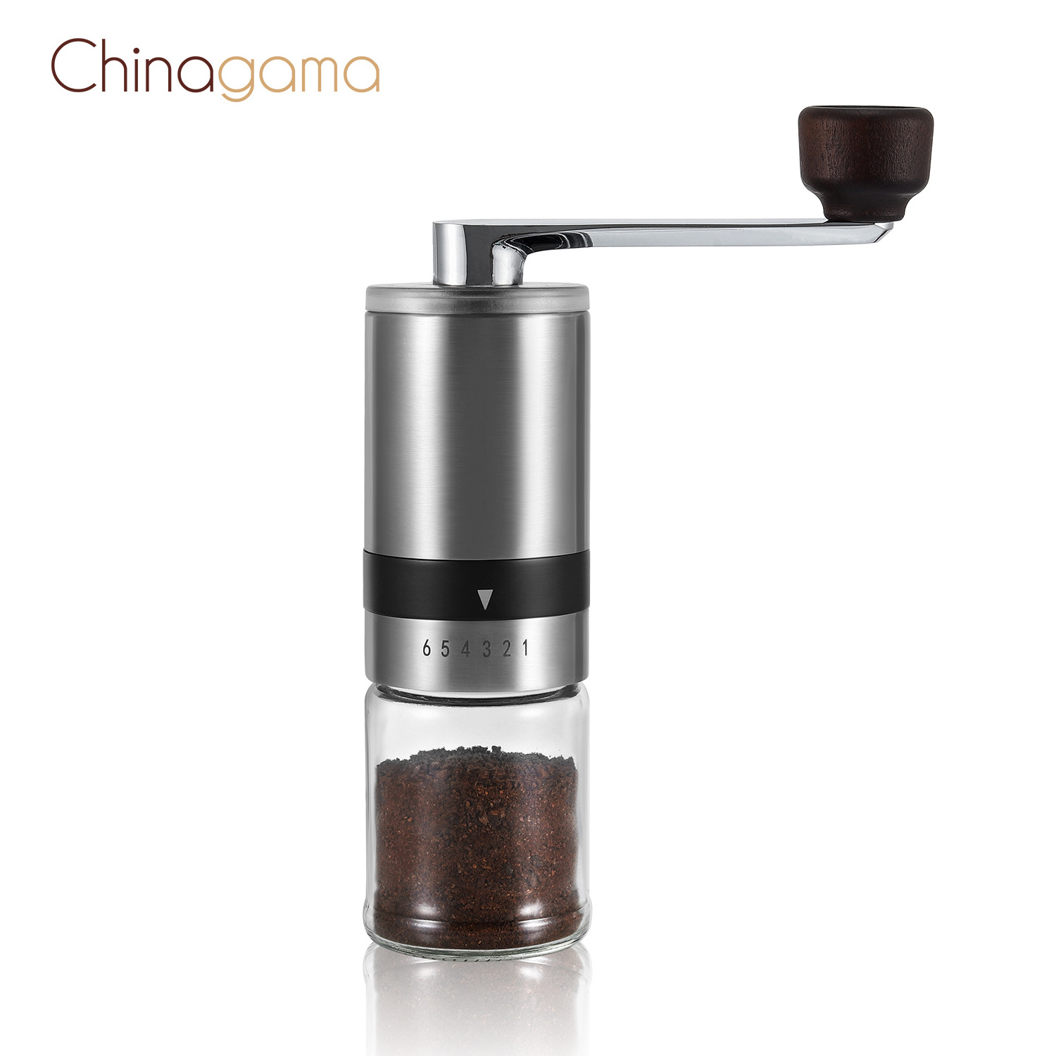 wholesale design cafe coffee tools mini portable stainless steel body ceramic burr adjustable hand manual coffee grinder mill