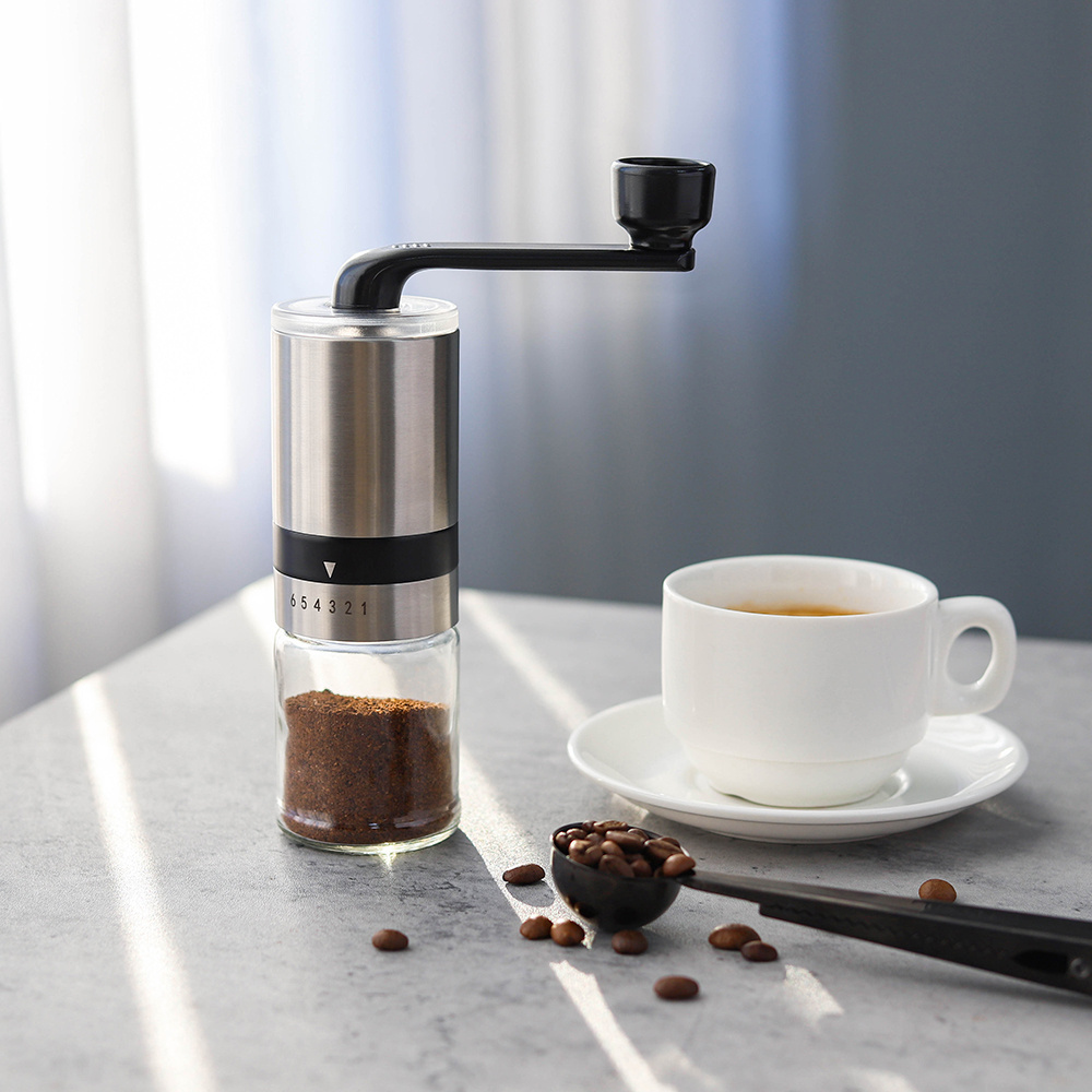 High Quality Ceramic burr coffee bean grinder mill adjustable grind size setting coffee stainless steel for kitchen