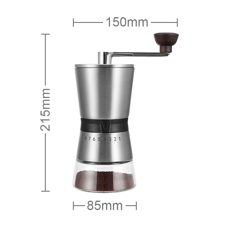 Factory direct sale 18/8 stainless steel Hand Crank Manual Coffee Grinder with Ceramic Burr