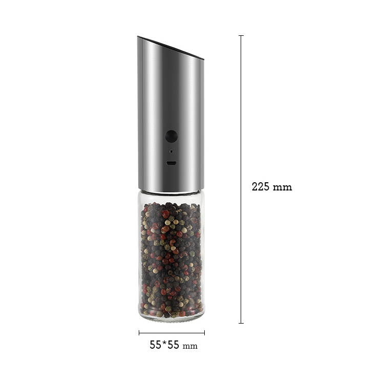 CE LFGB home kitchen table USB rechargeable battery operated electric automatic spice salt and pepper grinder with LED light