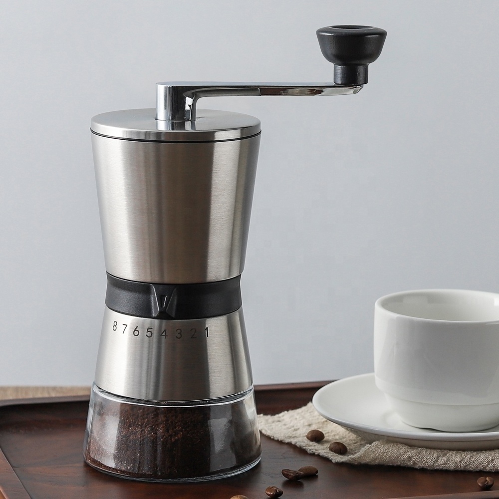 Factory direct sale 18/8 stainless steel Hand Crank Manual Coffee Grinder with Ceramic Burr