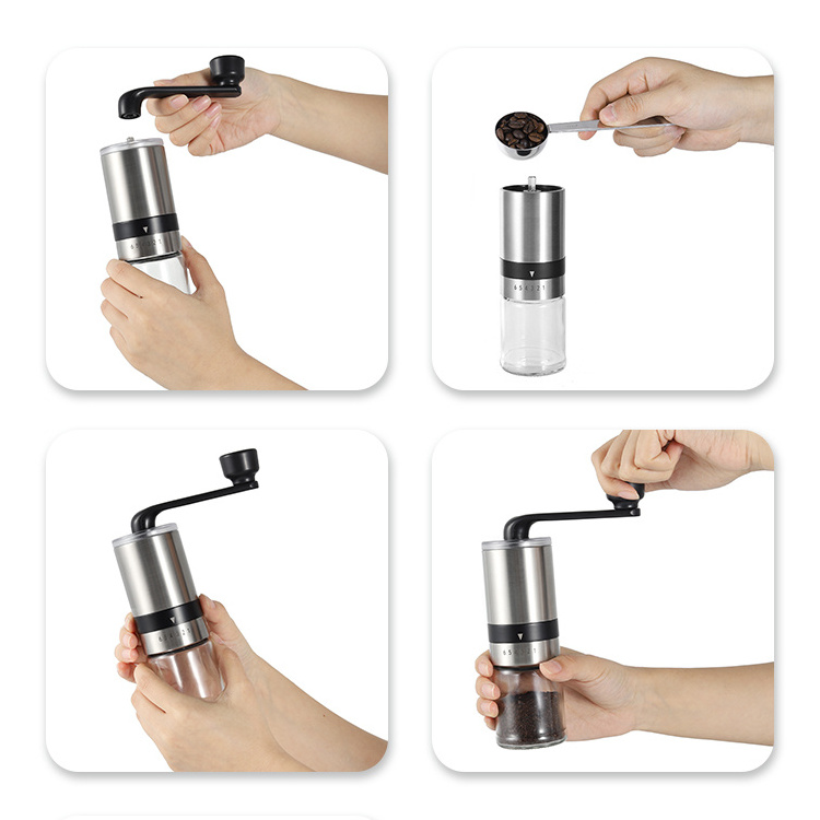 Factory stocked coffee grinder conical steel burr adjustable portable hand mini manual coffee grinders