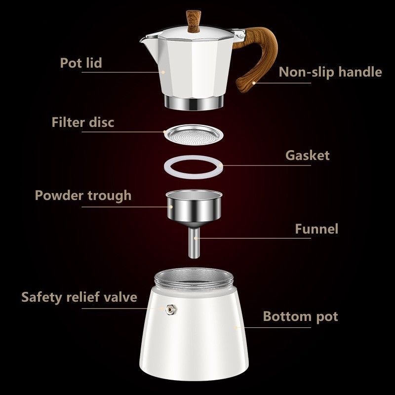 Aluminum Espresso Moka Classic Coffee Maker Moka Pot Stainless Steel Coffee Filter Cuban Cafe Brewing Mocha Pot