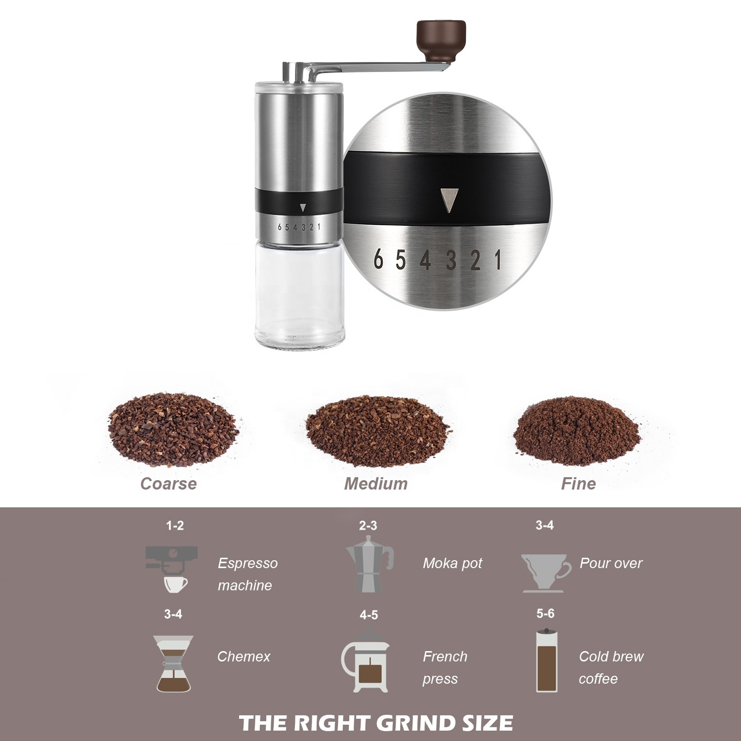 travel coffee grinder set  manual conical burr ceramic coffee bean mill  french press  V02 coffee driper pour over kettle