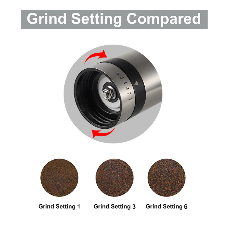 High Quality Ceramic burr coffee bean grinder mill adjustable grind size setting coffee stainless steel for kitchen