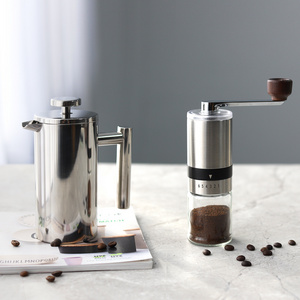 coffee tool ceramic adjustable coffee bean grinder conical burr manual coffee grinder  with stainless steel  french press