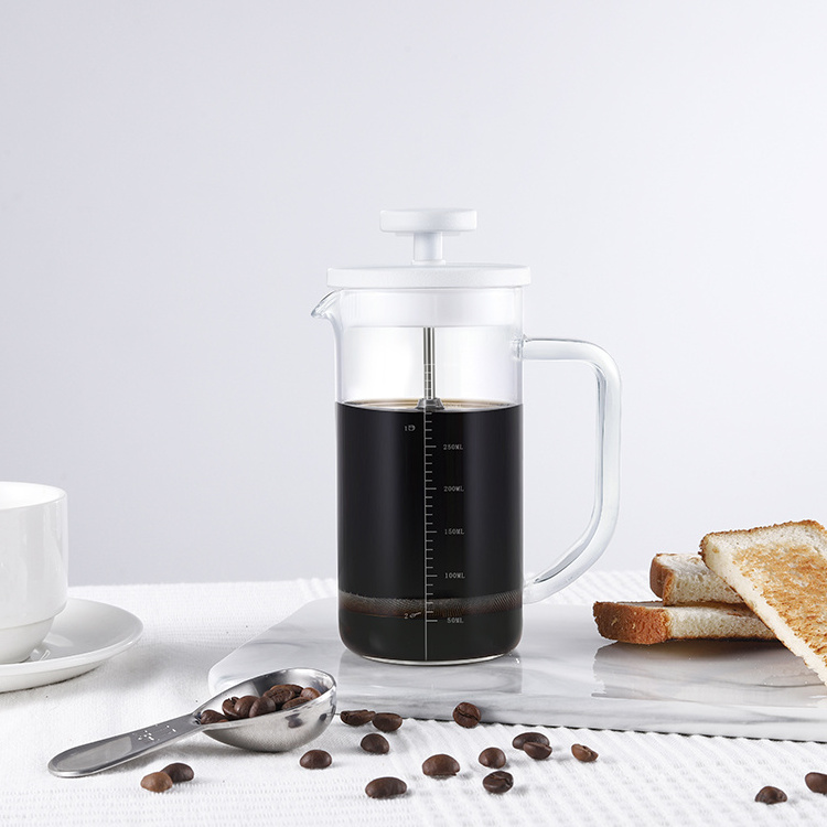 Coffee maker french press pot plunger custom plastic white travel camping classic glass tea maker coffee french press