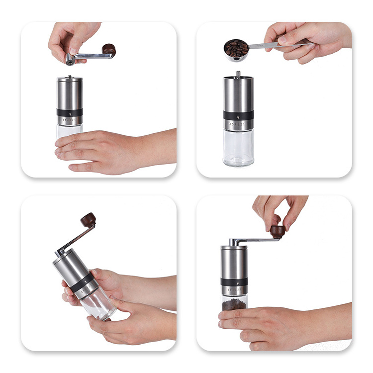 S/S Coating Colorful High Quality Ceramic Burr Mini and Portable Hand Mill Manual Coffee Grinder