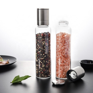 2pcs High Quality 360ml Borosilicate Glass Jar Salt and Pepper Large Glass Spice Mills Salt Grinder