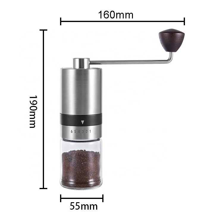 Kitchen Gadgets Barista Conical Burr Manual Hand Coffee Grinders Stainless Steel with Adjustable Setting