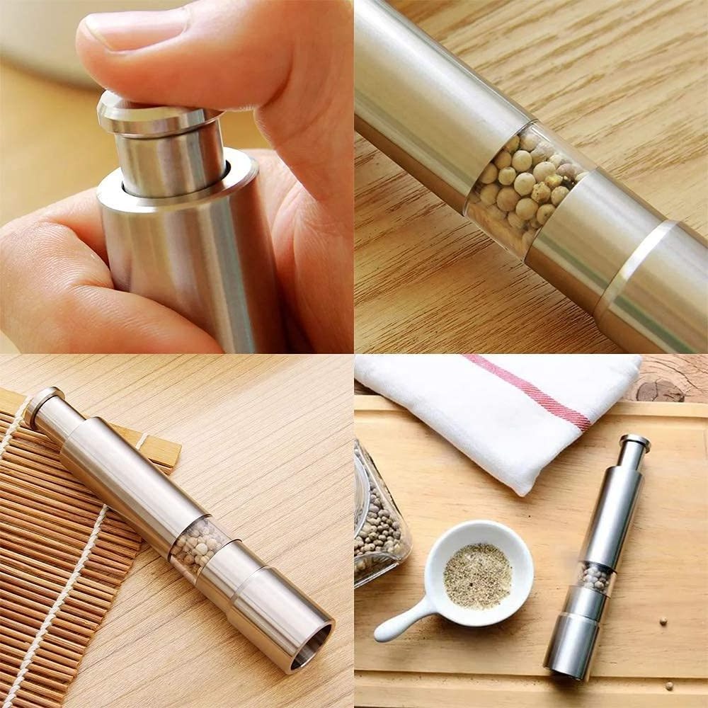 Kitchen utensils High Quality One Handed Thumb Press Manual Portable Mini Salt and Pepper Spice Grinder for Camping