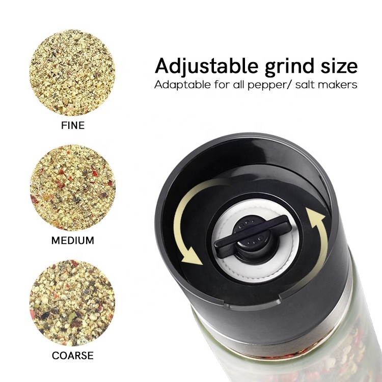 LGFB High Quality Hot Sale Indian and Turkish 100ml Plastic Glass Spice Grinder with ABS Black Lid