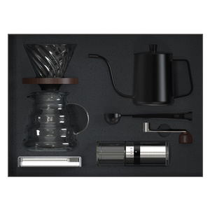 Business Gift Customable LOGO Pour Over Coffee Maker Grinder Gifts Coffee Set with 100% High Premium Gift Box Packaging