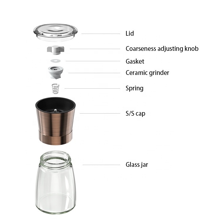 Best Selling High Quality 170ml New Copper Color Stainless Steel Salt and Pepper Spice and Herb Mill