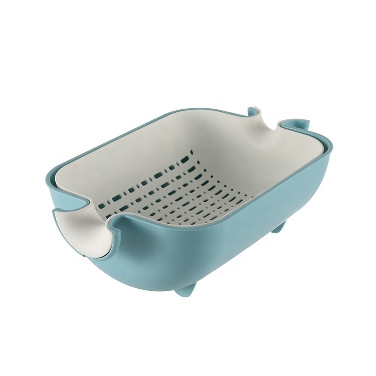 Kitchen Fruits and Vegetables large plastic strainer washing double layered rotatable colander drain basket