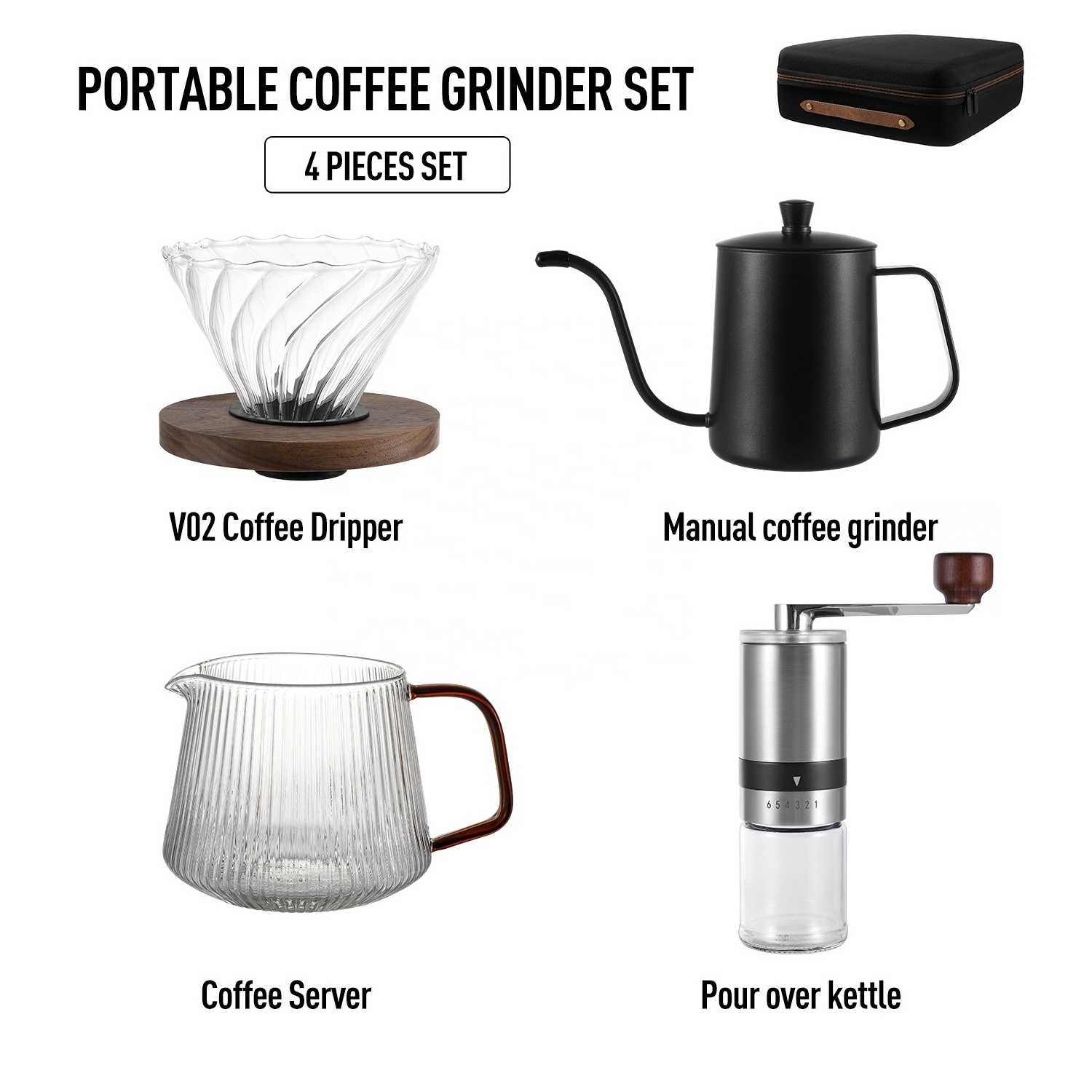 New travel coffee bag outdoor camping accessories waterproof manual Pour Over coffee maker set gift coffee set ethiopian