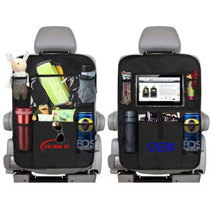 Car Seat Back Organizer Pocket Universal Folding Touch Screen Tablet Holder for Kids Multifunctional Pocket Backseat Storage Bag