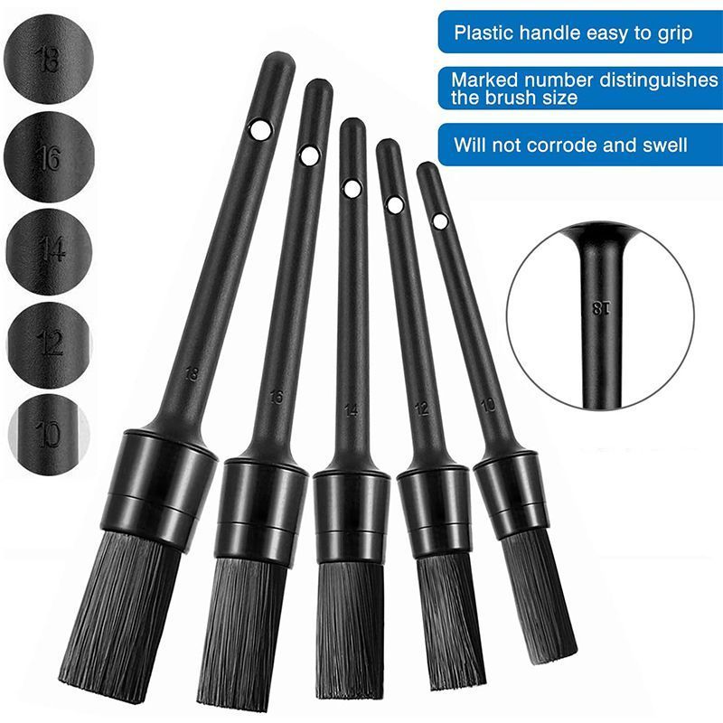 New 5pcs Set Soft Hair Car Detailing Brush Set Car Cleaning Brush Rim Brush