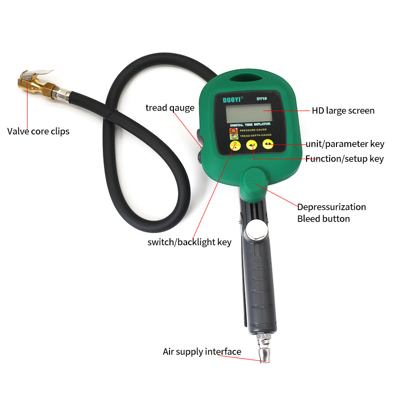 DUOYI DY19 Car Air Compressor Motorcycles Bicycle tyre Inflator digital tire inflator with pressure tread depth gauge