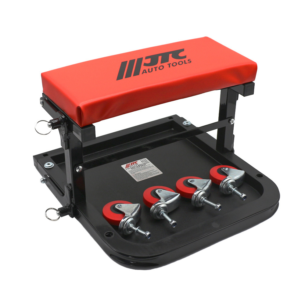 Heavy Duty Auto Repair Tool Bench Auto Detail Crawl Seat with Storage Tray Foldable Rolling Repair Bench Weight Capacity 120KG