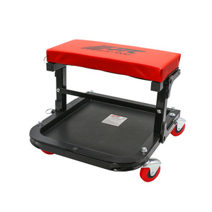 Heavy Duty Auto Repair Tool Bench Auto Detail Crawl Seat with Storage Tray Foldable Rolling Repair Bench Weight Capacity 120KG