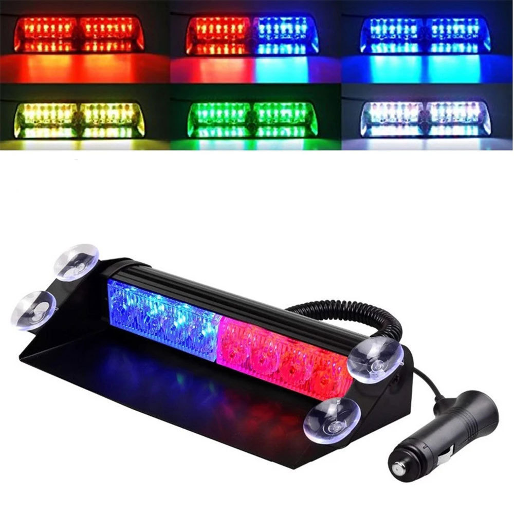 Car LED Strobe Light Red/blue Yellow/white / Signal Lamps Flash Dash Emergency Flashing Windshield Warning Light 12V Universal