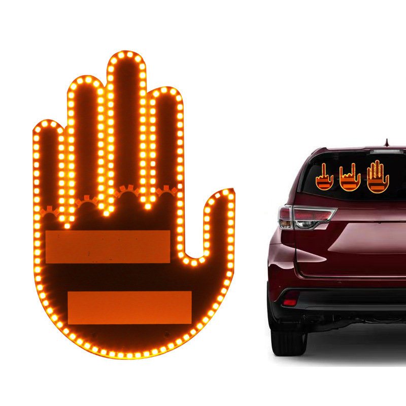 Three Models Gesture Lamp Creative Fun Car Interior Rear Windshield LED Hand Gesture Sign Middle Finger Sign Warning Brake Light