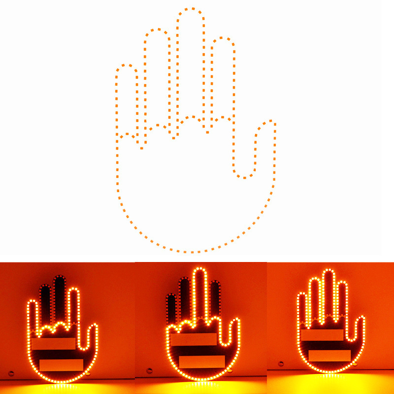 Three Models Gesture Lamp Creative Fun Car Interior Rear Windshield LED Hand Gesture Sign Middle Finger Sign Warning Brake Light