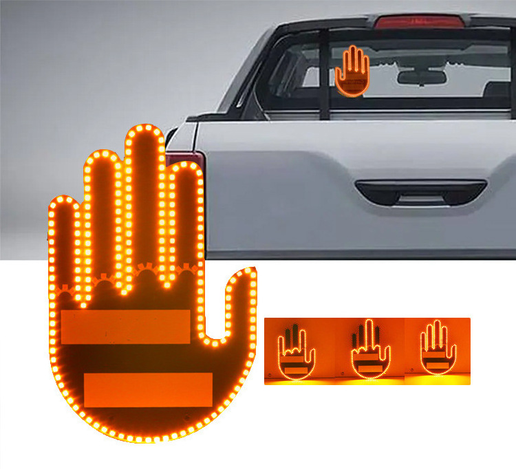 Three Models Gesture Lamp Creative Fun Car Interior Rear Windshield LED Hand Gesture Sign Middle Finger Sign Warning Brake Light